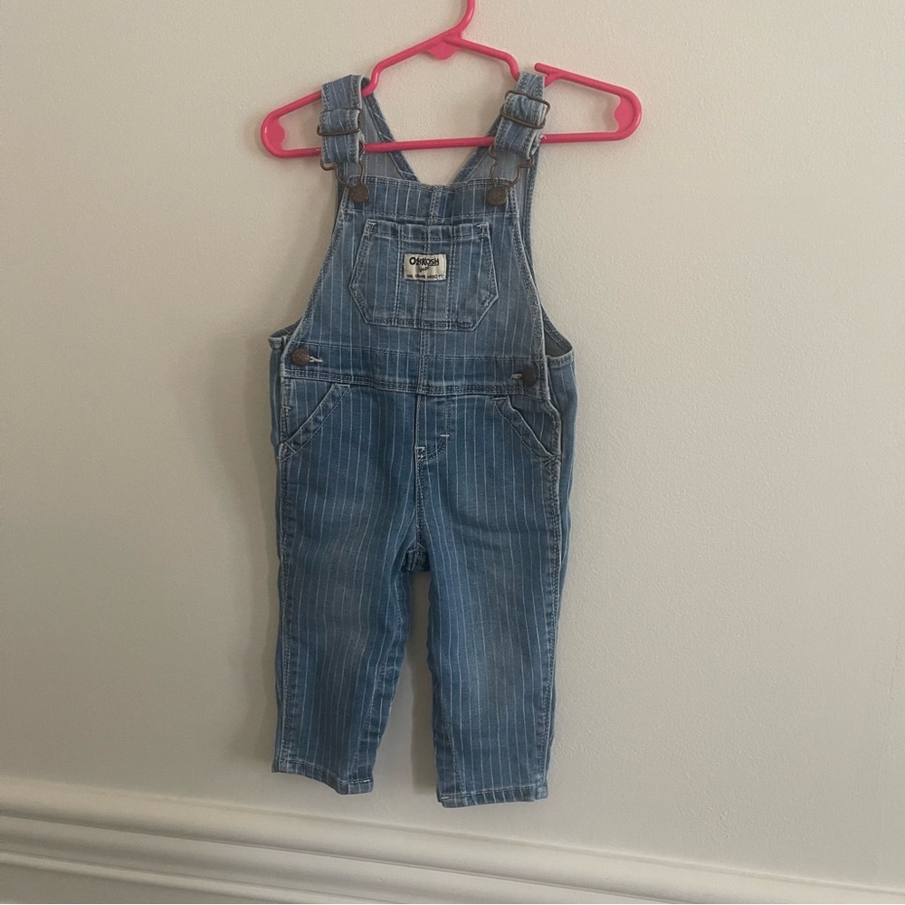 OshKosh 9 months overalls with rainbow threads‎